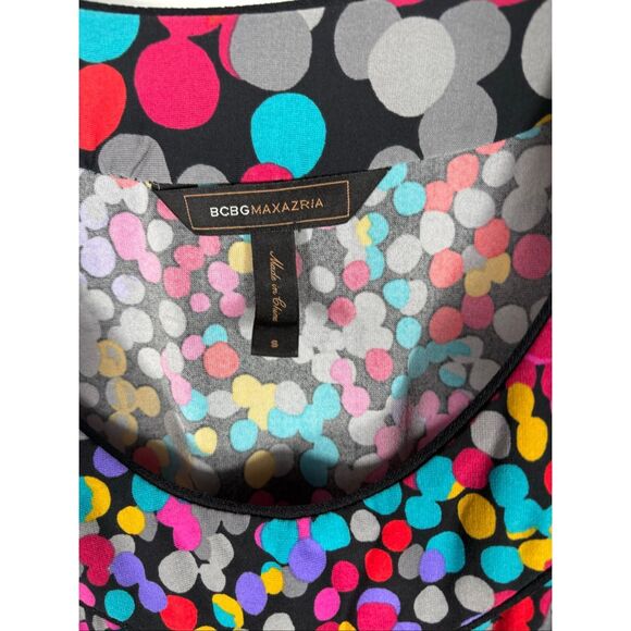 BCBG MaxAzria Dress Women Halter Knee Length Multi Color Polka Dot Stretch size - Picture 8 of 8